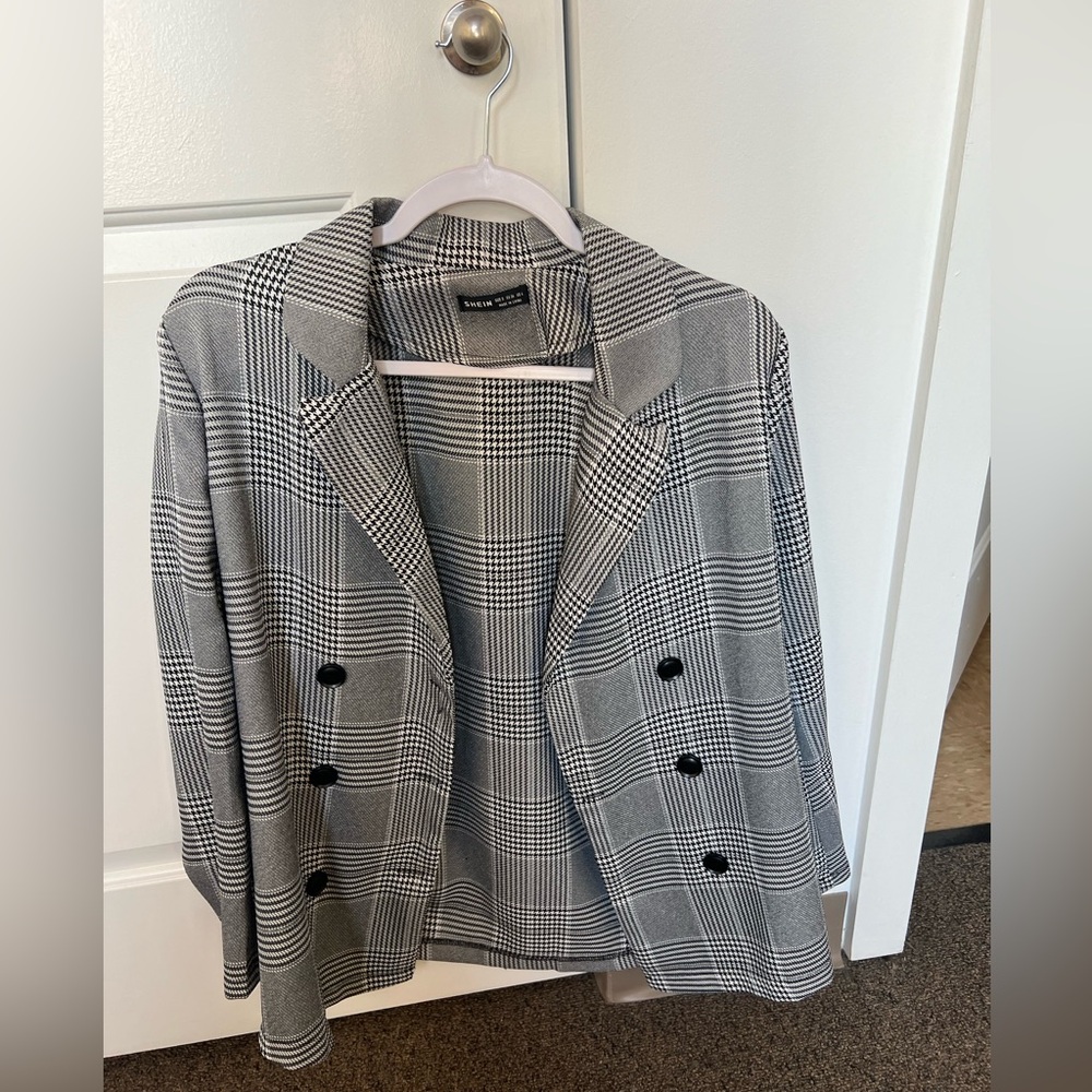 Black and white blazer
